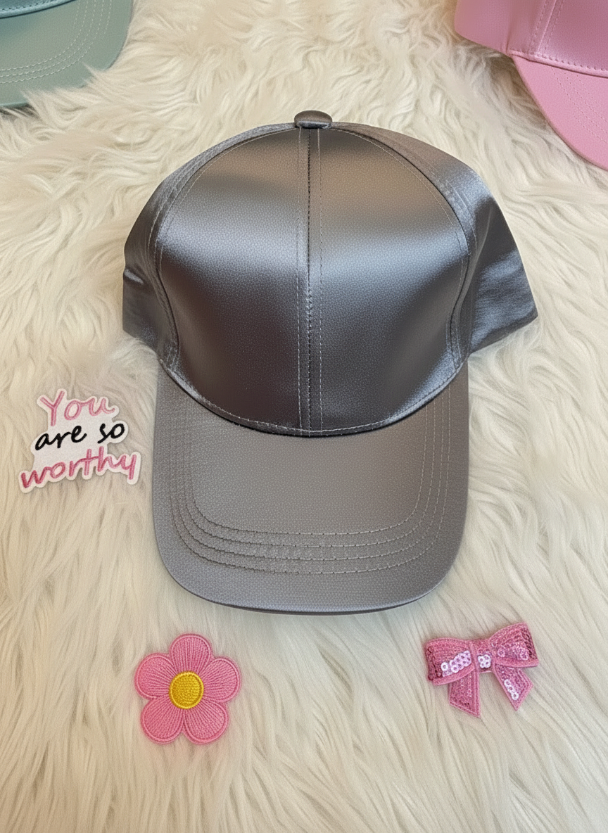 Gray Custom Caps For Girls | Embroidered Patches | You are so Worthy